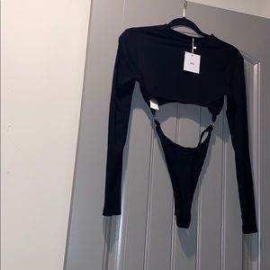 Black strapy body suit